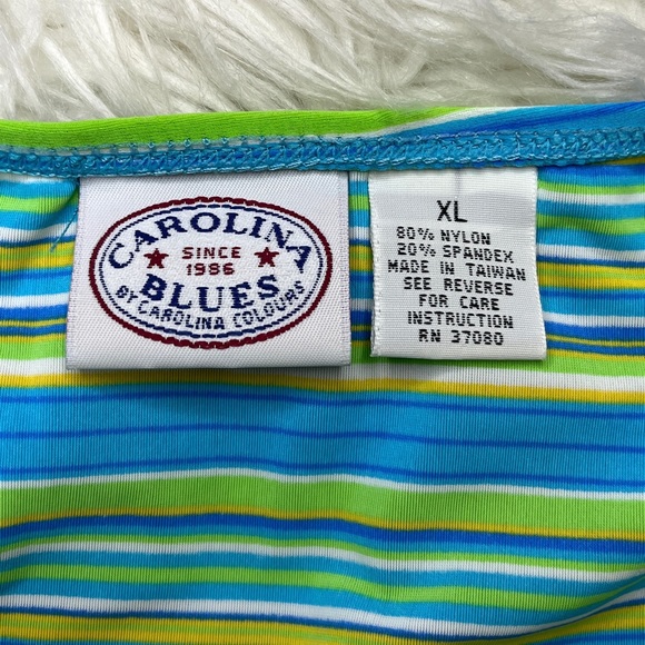 Vibrant vintage 90s era bikini top with high waisted swimsuit bottom. @(・●・) - Picture 4 of 5